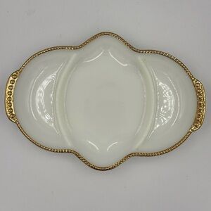 Vintage Anchor Hocking Fire King Opaline White 3 Section Relish Tray MCM
